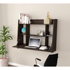 Inval Floating Wall Mounted Desk 43.3 in. W Rectangular Espresso with 6-Shelves ES-14903